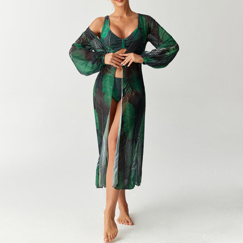Damen Bikiniset mit farbenfrohem Design und transparenter Strandumhüllung R&B