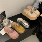 Damen Stilvolle Plateau-Mules mit verstellbarem Riemen und rutschfester Sohle R&B