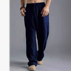 Herren nan lässige Leinenhose mit elastischem Bund, Kordelzug und geradem Bein R&B