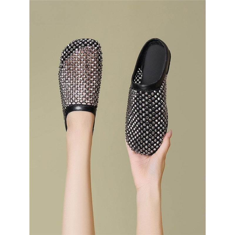 Damen elegante Mesh Clogs mit modischem Strassdesign R&B