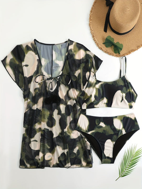 Damen Bademode mit transparentem Kimono R&B