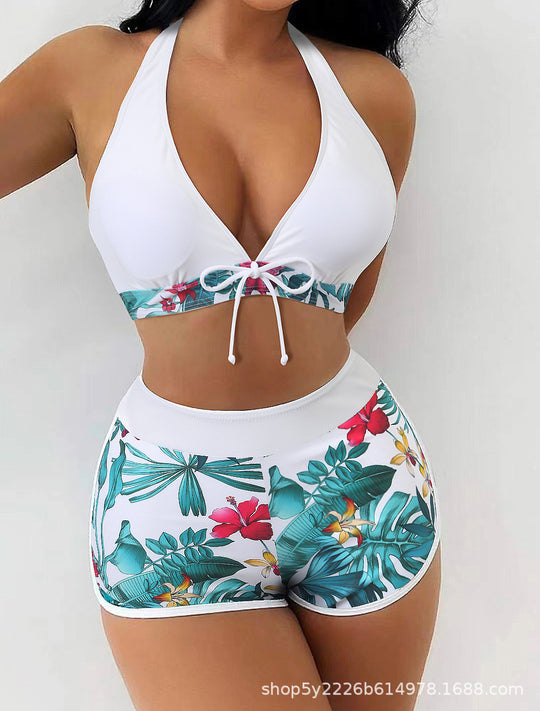 Damen Sportlicher Bikini-Shorts-Set mit neckholder Oberteil R&B