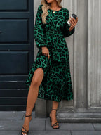 Damen Maxikleid mit tierischem Muster und fließendem Schnitt R&B