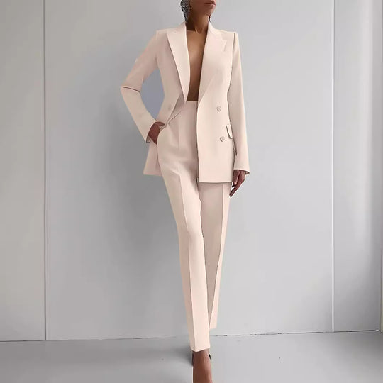 Damen elegante zweireihige Blazer mit maßgeschneiderter Hose R&B