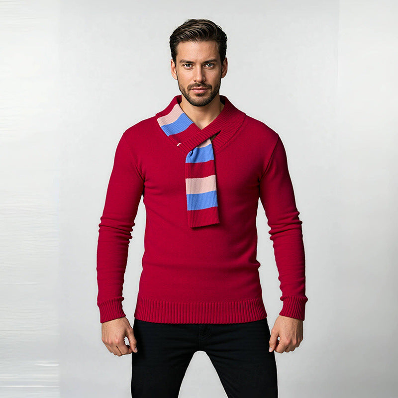 Herren hochwertiger V-Ausschnitt Pullover aus weichem Strickmaterial R&B