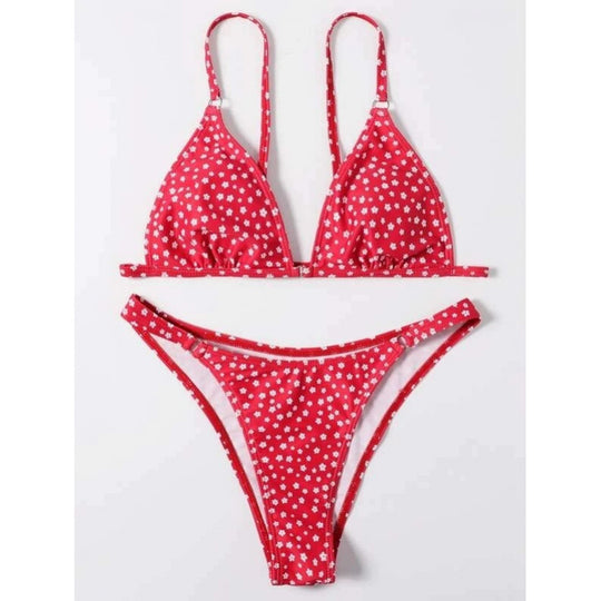 Damen Triangel-Bikini mit verspieltem Muster R&B