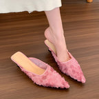 Damen Elegante Mules mit floralem Rosen-Design und modischem Absatz R&B