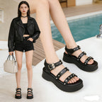 Damen Plateau-Sandalen mit Nieten und verstellbarem Riemendesign R&B