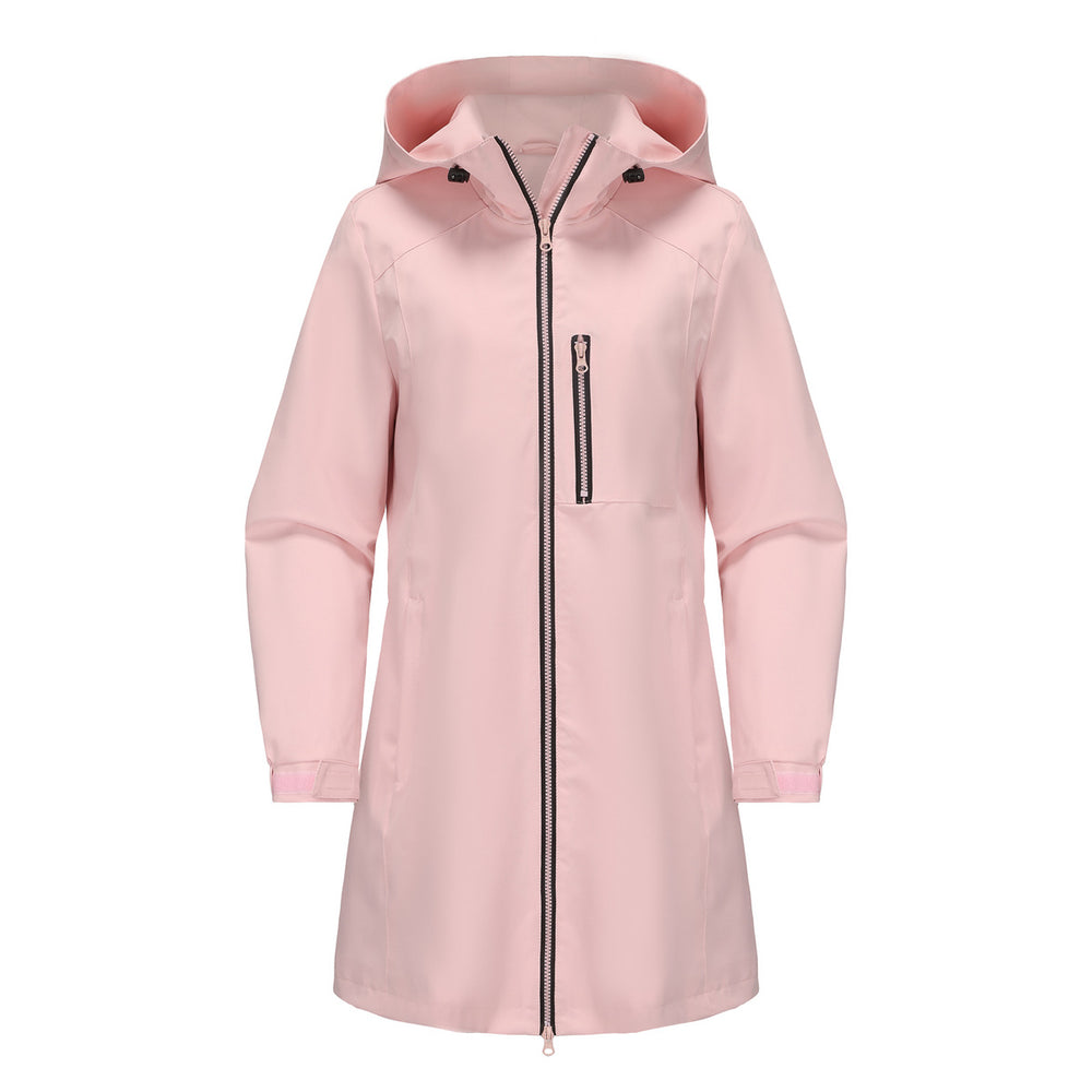 Damen modische Regenjacke mit Kapuze und praktischen Taschen R&B