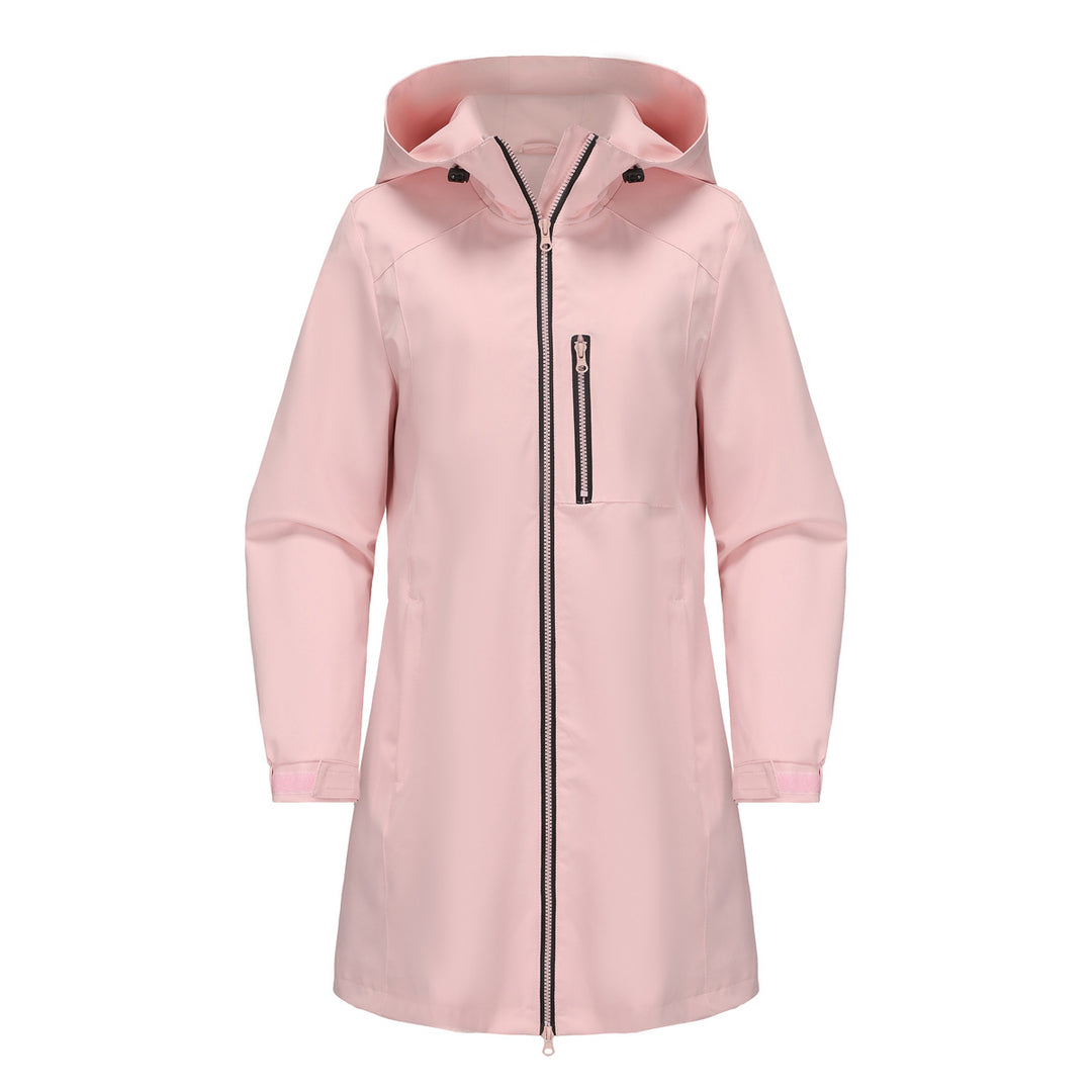 Damen modische Regenjacke mit Kapuze und praktischen Taschen R&B