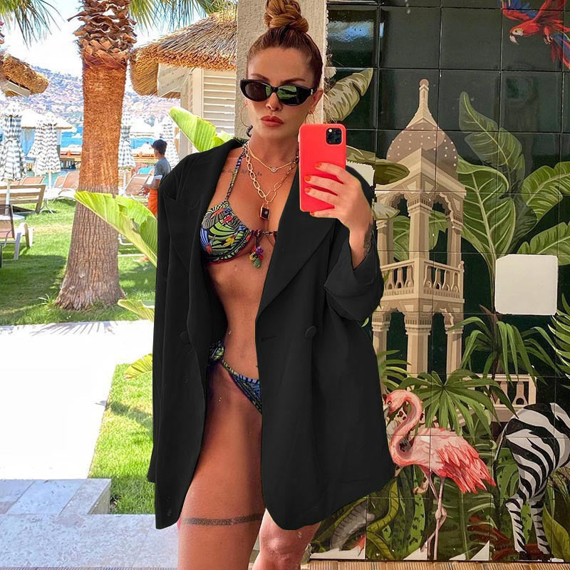 Damen Modische Blazerjacke mit lässiger Schnittführung und eleganten Knopfdetails R&B
