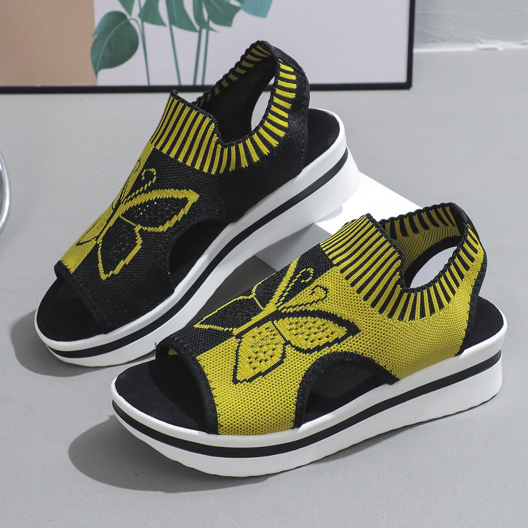 Damen Schnürsandalen mit dekorativem Schmetterlingsdesign und rutschfester Sohle R&B