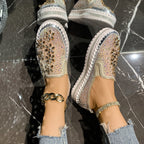 Damen Glamouröse Slip-On Sneakers mit funkelnden Applikationen