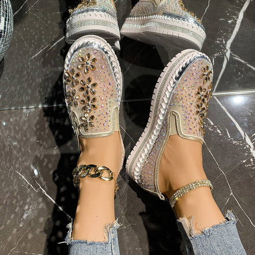 Damen Glamouröse Slip-On Sneakers mit funkelnden Applikationen R&B
