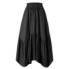 Damen Maxi-Rock mit kreativem Volantdesign und elastischem Bund R&B