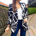 Damen Blazer mit modernem geometrischen Muster und lässiger Passform R&B