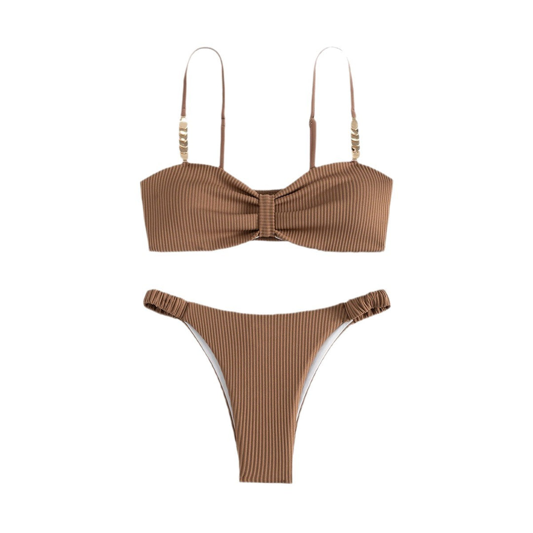 Damen Bustier-Bikini mit elegantem Schleifen-Design und modischen Akzenten R&B