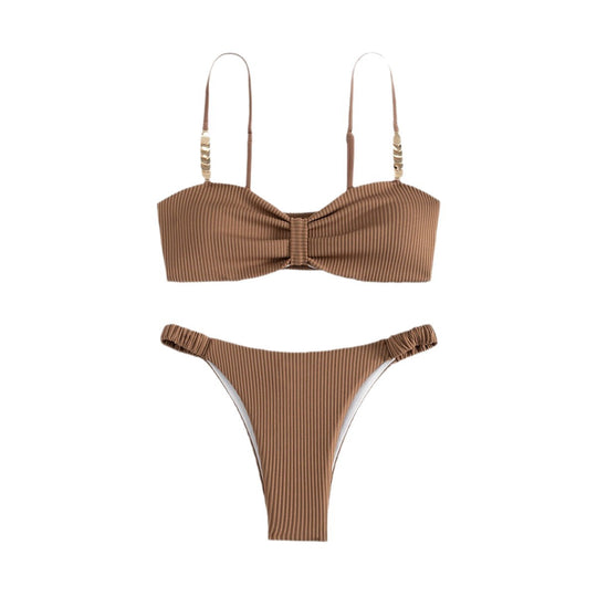 Damen Bustier-Bikini mit elegantem Schleifen-Design und modischen Akzenten R&B