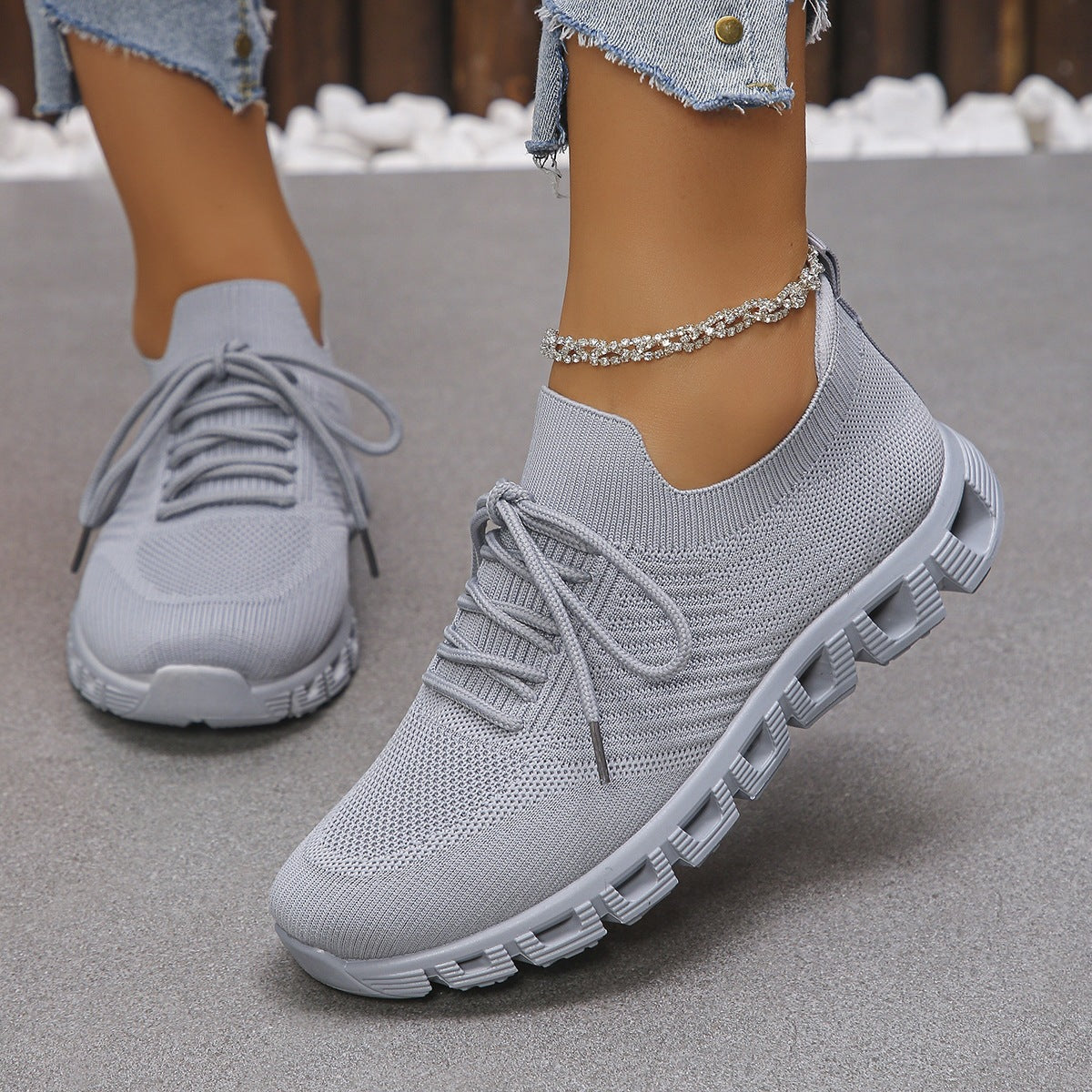 Damen Ultraleichte Sport-Sneaker mit atmungsaktiver Strickoberfläche R&B