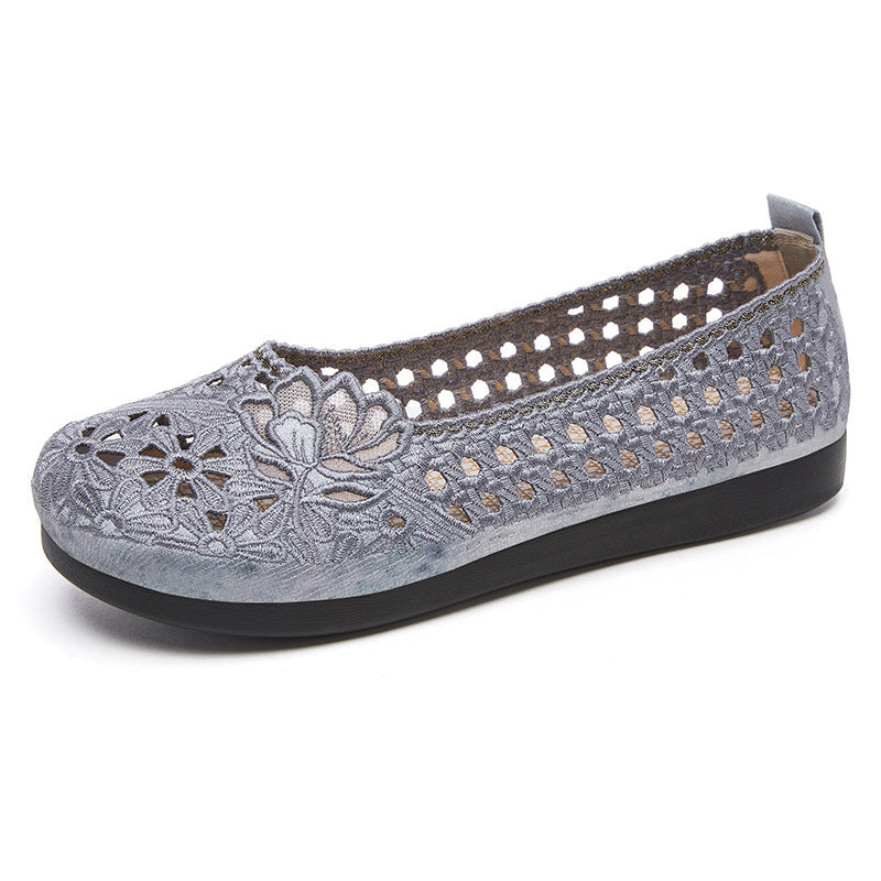 Damen Ballerinas mit floralem Stickdesign und rutschfester Sohle R&B