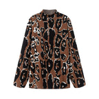 Damen Oversized Pullover mit animalischem Muster und hohem Kragen R&B