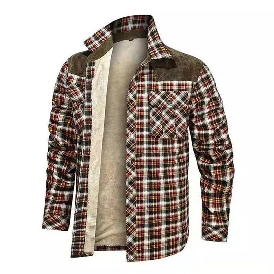 Herren warme Flanellhemdjacke mit gefütterten Taschen R&B