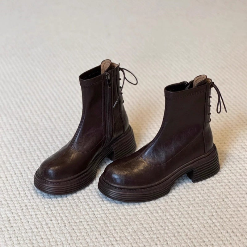 Damen Stiefeletten mit komfortablem Plateau und modischem Schnürdesign R&B