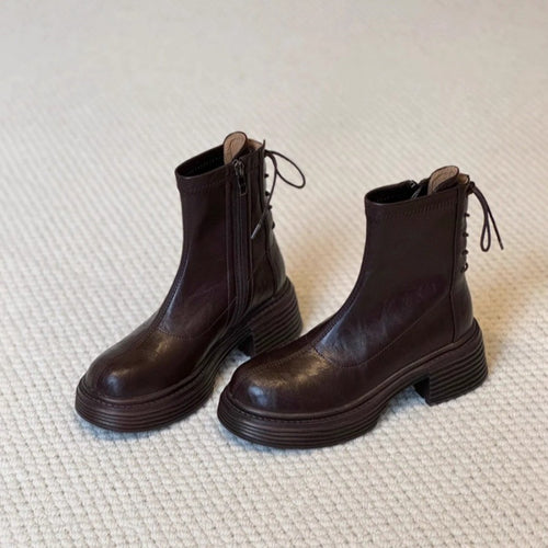 Damen Stiefeletten mit komfortablem Plateau und modischem Schnürdesign R&B