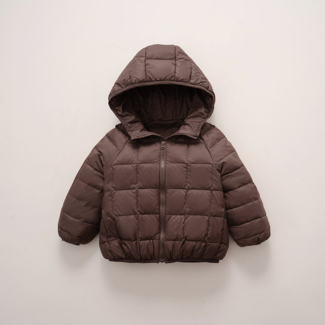 Damen warme Daunenjacke mit Kapuze und quer gestepptem Design R&B