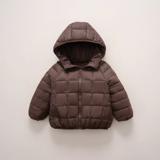 Damen warme Daunenjacke mit Kapuze und quer gestepptem Design R&B