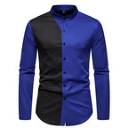 Herren elegantes Langarmhemd mit modernem Farbblockdesign R&B