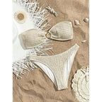 Damen Bandeau-Bikini mit strukturierter Oberfläche und charmanten Akzenten R&B