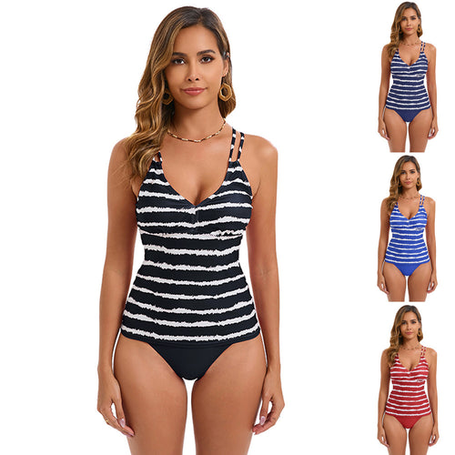 Damen Tankini mit modischem Streifenmuster R&B