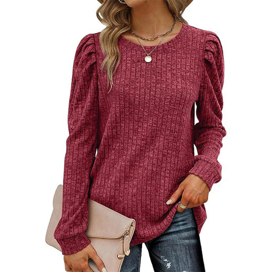Damen stilvolles Pullover mit gerafften Ärmeln R&B