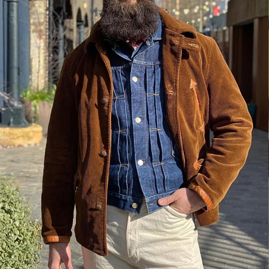 Herren cordjacke mit praktischem Taschen-Detail und Knopfverschluss R&B