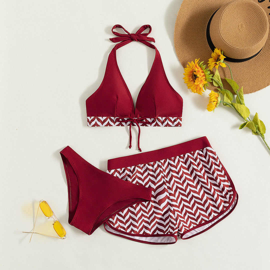 Damen Sport-Bikini-Set mit hoch geschnittenem Oberteil und komfortablen Shorts R&B