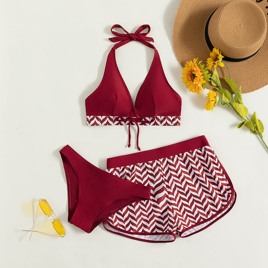 Damen Sport-Bikini-Set mit hoch geschnittenem Oberteil und komfortablen Shorts R&B
