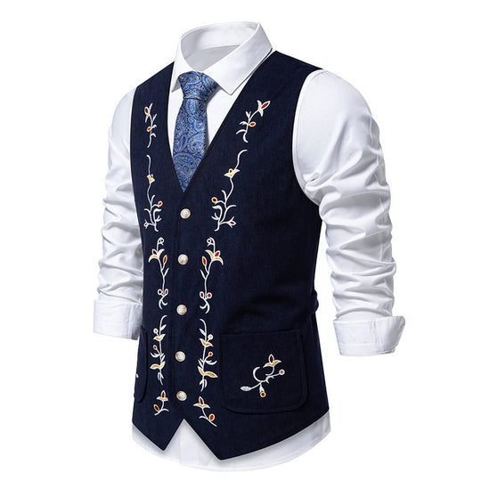 Herren elegante Weste mit floralem Design und praktischen Taschen R&B