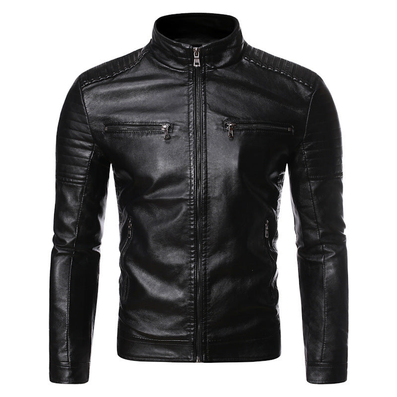 Herren Bikerjacke aus hochwertigem mit Reißverschlusstaschen R&B