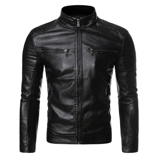 Herren Bikerjacke aus hochwertigem mit Reißverschlusstaschen R&B