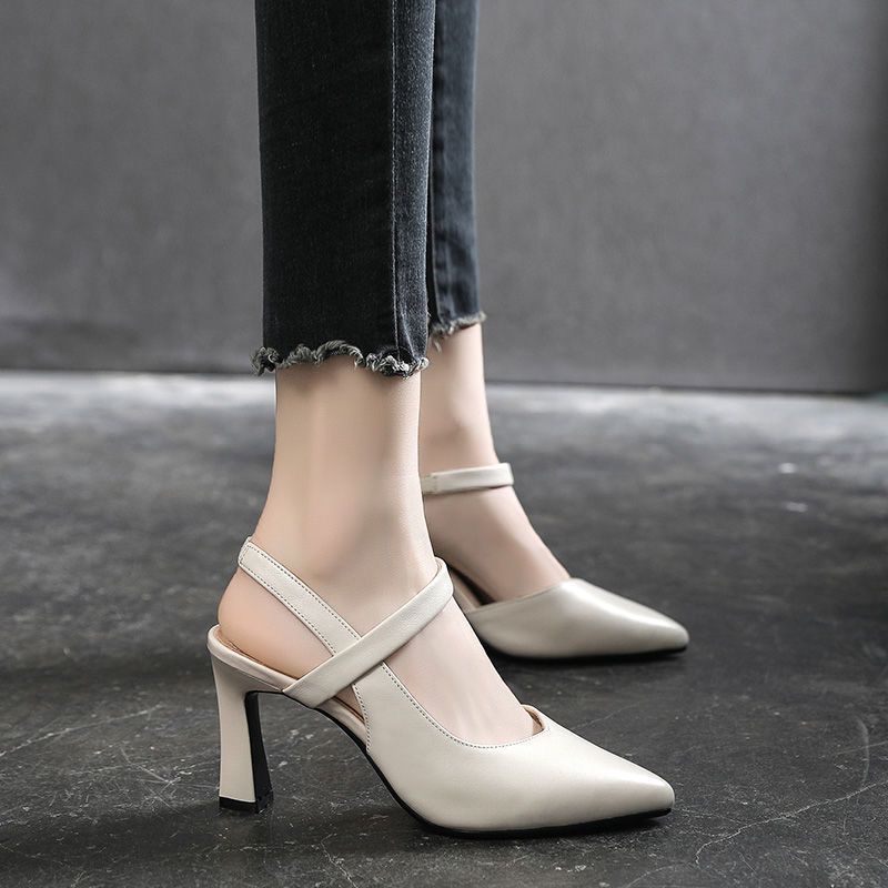Damen elegante Slingback-Pumps mit hohem Blockabsatz und modischem Riemendesign R&B
