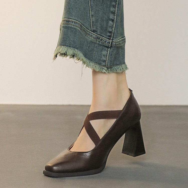 Damen elegante Pumps mit modischen Kreuzbändern R&B