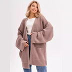 Damen Großer Strickcardigan mit voluminösen Ärmeln und praktischen Taschen R&B