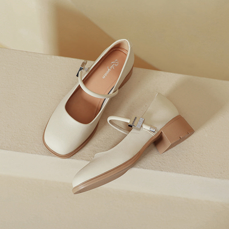 Damen elegante Mary Janes mit modernem Blockabsatz