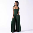 Damen Jumpsuit mit weit geschnittenem Bein und tiefem Rückenausschnitt R&B