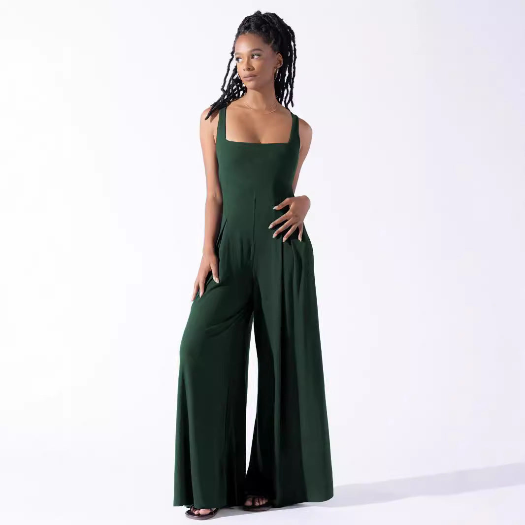 Damen Jumpsuit mit weit geschnittenem Bein und tiefem Rückenausschnitt R&B