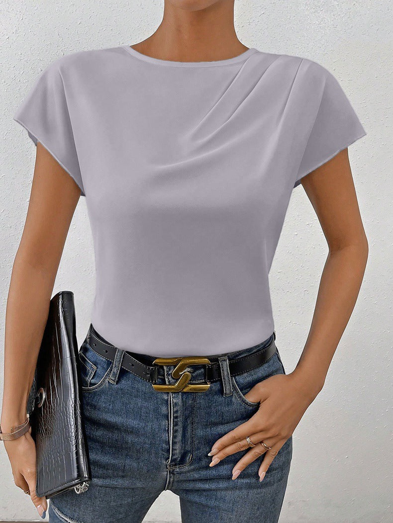 Damen Elegantes Kurzarm-Top mit modernem Schnitt und fließendem Stoff R&B