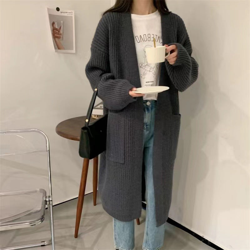 Damen Strickcardigan mit lockerer Silhouette und tiefen Taschen R&B