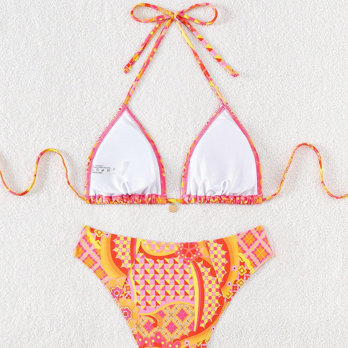 Damen Triangel-Bikini mit einzigartigem Mosaik-Muster und verstellbaren BindR&Bändern R&B