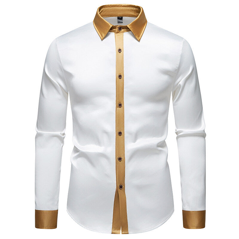 Herren Elegantes Langarmhemd mit Satin-Details R&B